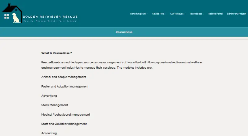 RescueBase's website