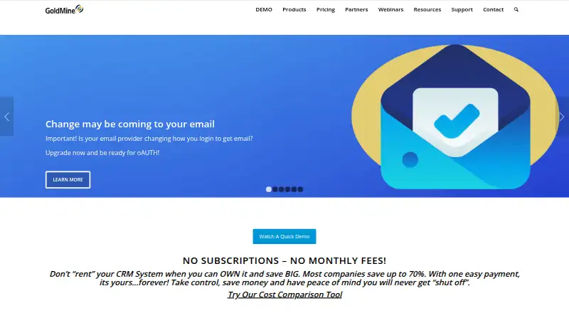The GoldMine homepage