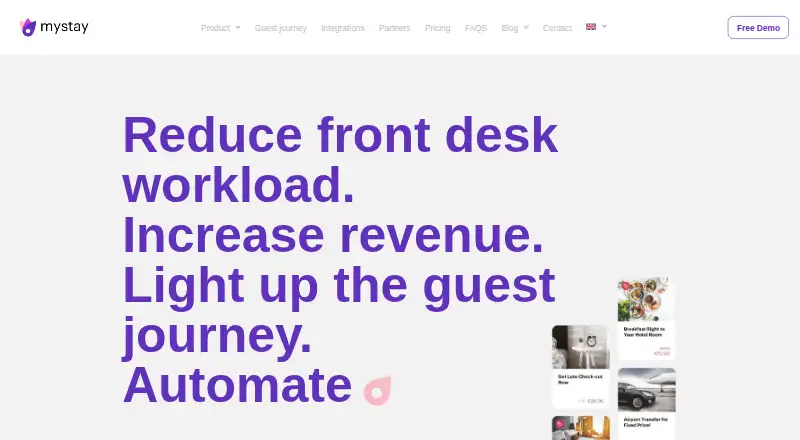The MyStay homepage