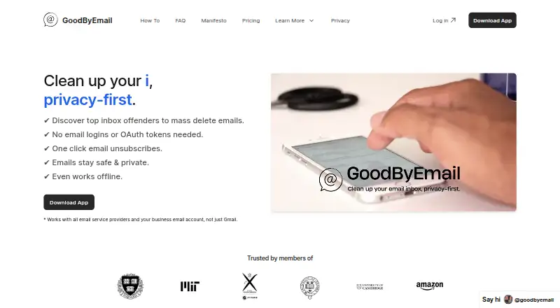 GoodByEmail's website