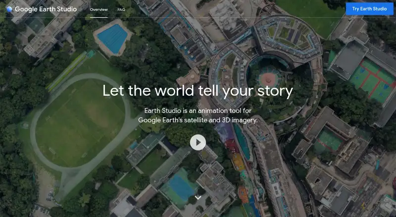 The Google Earth Studio homepage