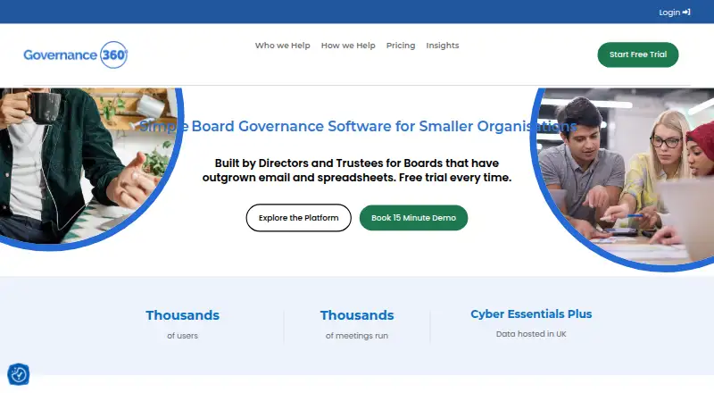 The Governance360 homepage