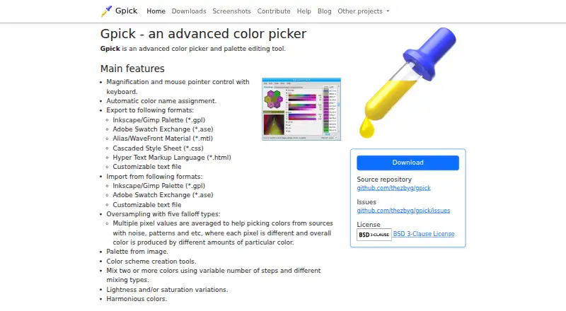 The Gpick homepage