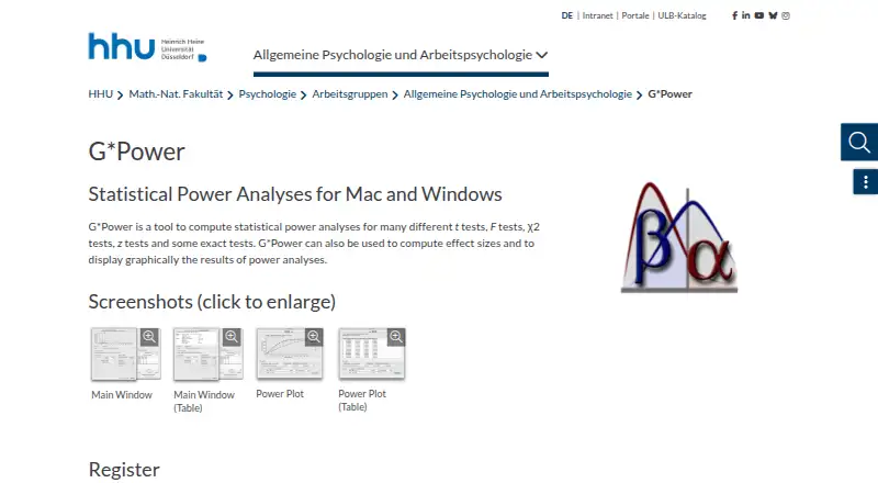 G*Power's website