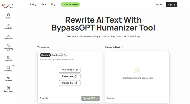 BypassGPT's website