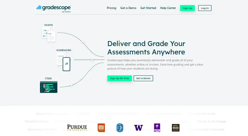 The Gradescope homepage