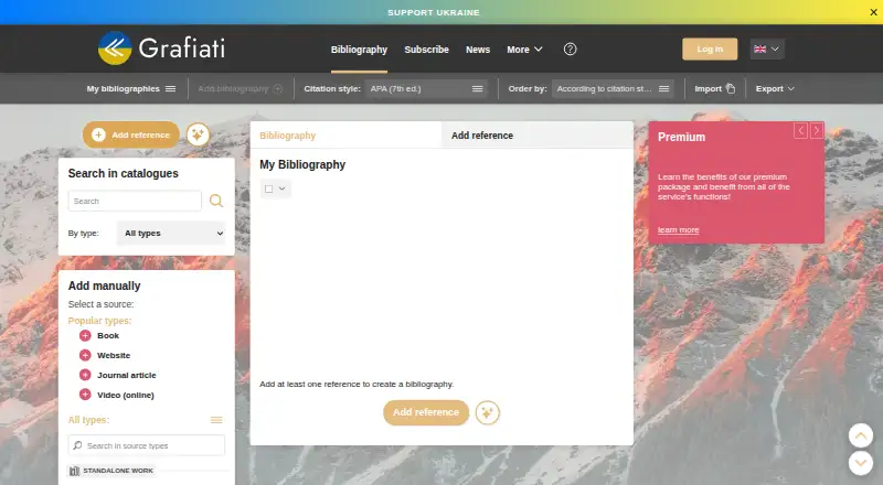 Grafiati's website