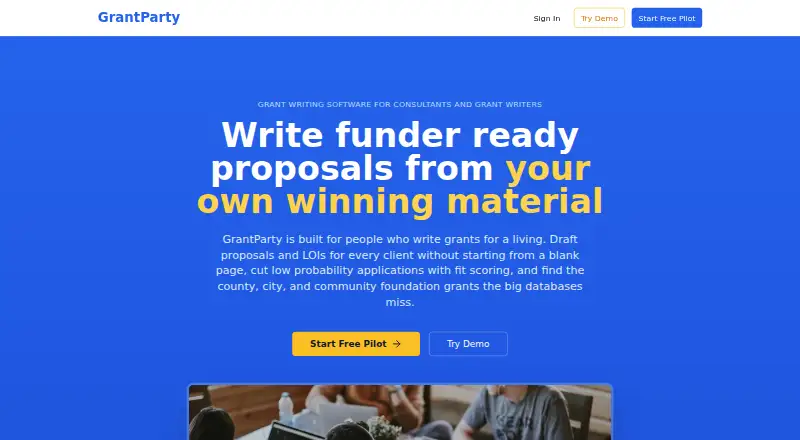 GrantParty's website