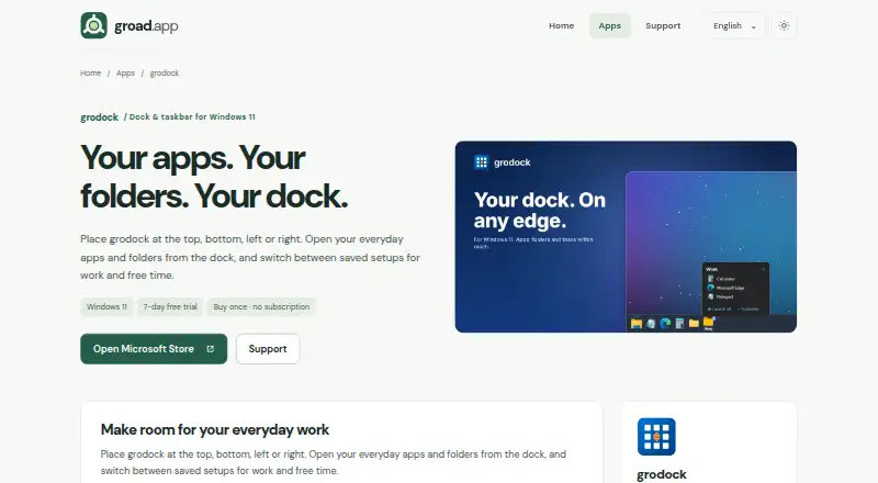 The GroDock homepage