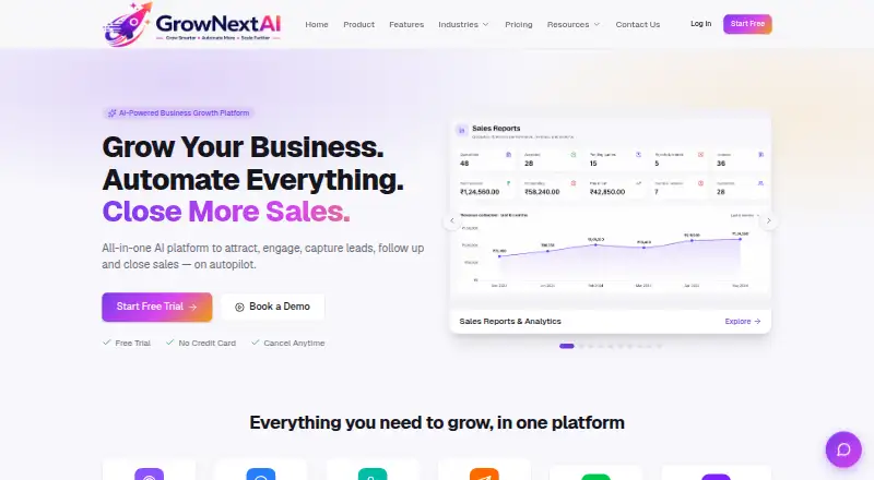 The GrowNextAI homepage
