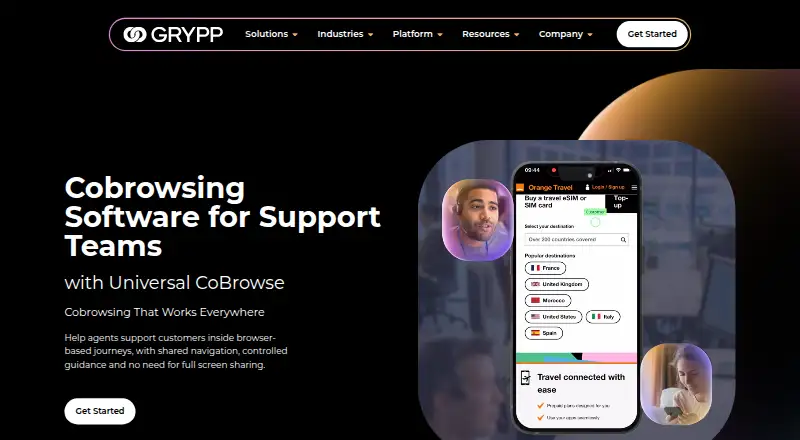 Grypp Universal CoBrowse's website