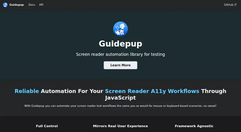 The Guidepup homepage
