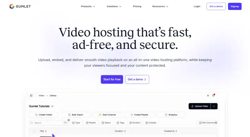 Gumlet Video's website