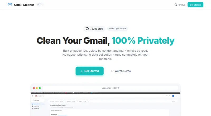 Gmail Bulk Unsubscribe & Cleanup Tool's website