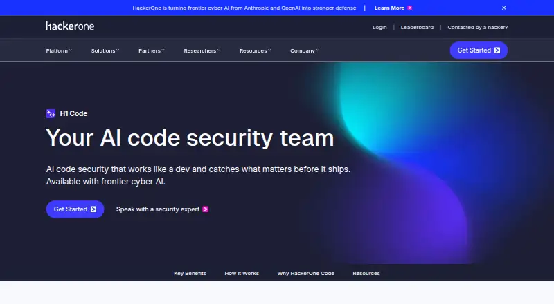 The HackerOne Code homepage