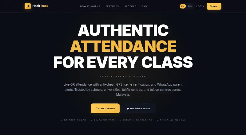 HadirTrack's website