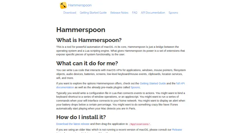 The Hammerspoon homepage