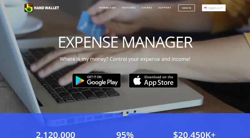 The HandWallet Expense Manager homepage