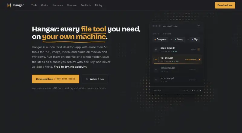 Hangar's website