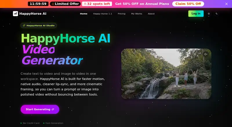 The HappyHorse AI homepage