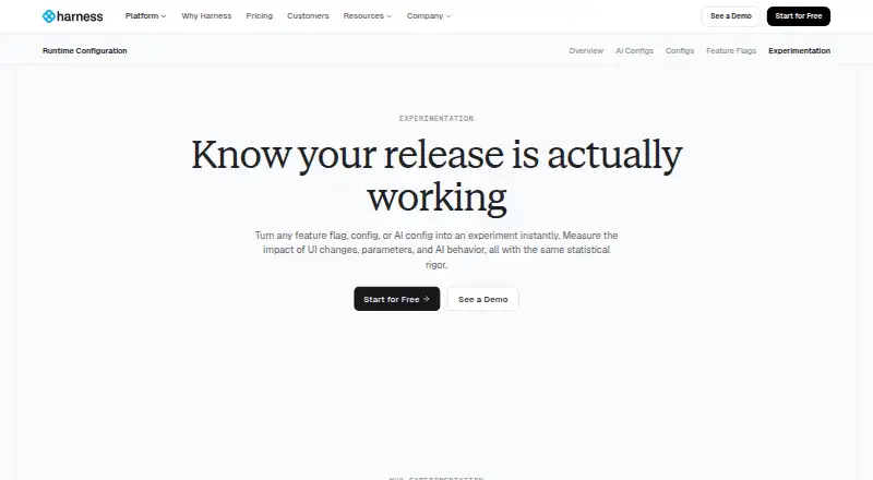 Harness Feature Management & Experimentation's website
