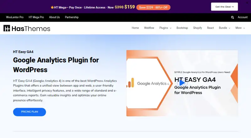 The HT Easy GA4 homepage