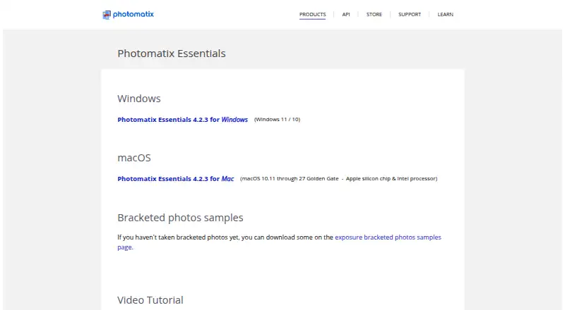 Photomatix Essentials's website
