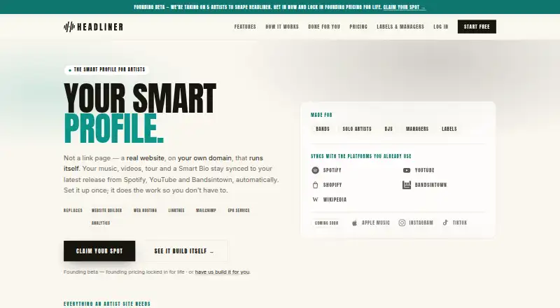 Headliner's website