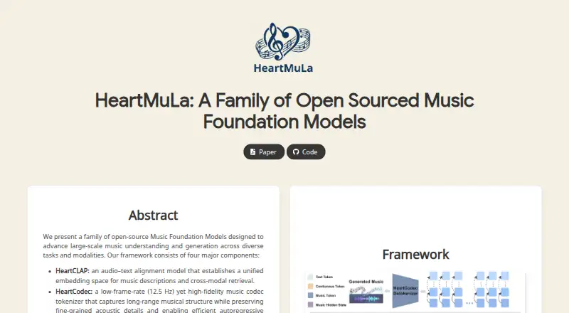 The HeartMuLa homepage