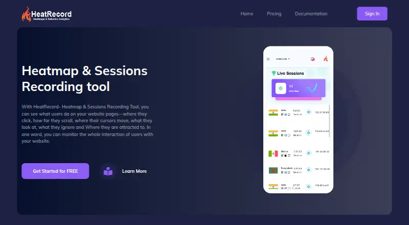 The HeatRecord homepage