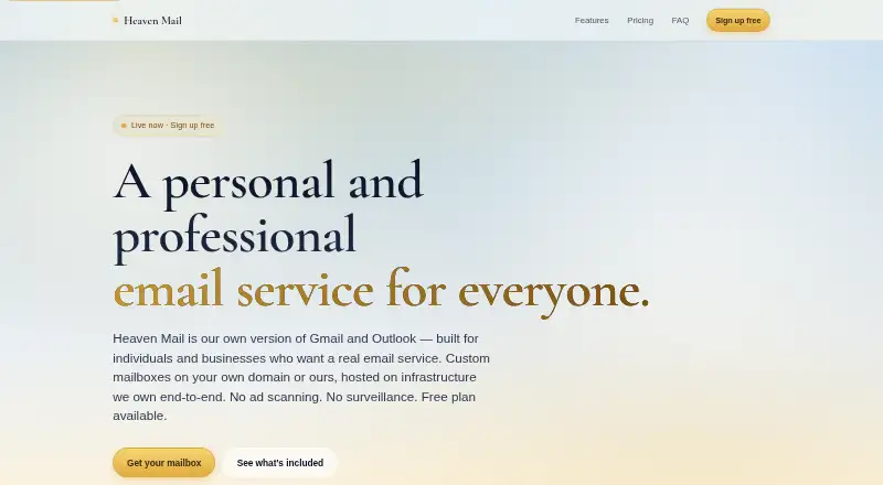 Heaven Mail's website