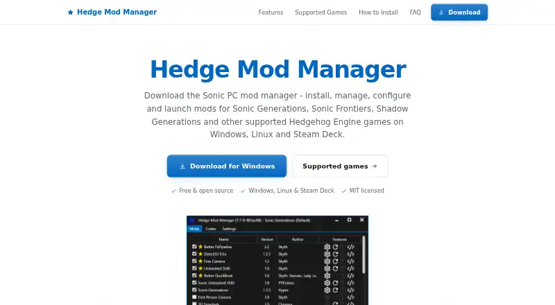 Hedge Mod Manager's website