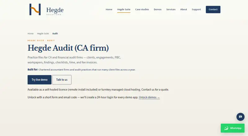 The Hegde Audit homepage