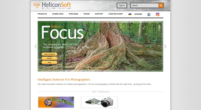 Helicon Filter's website