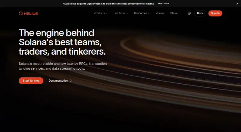 Helius's website