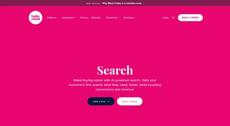 Hello Retail Search's website