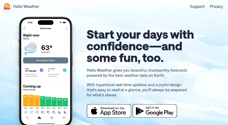 Hello Weather's website