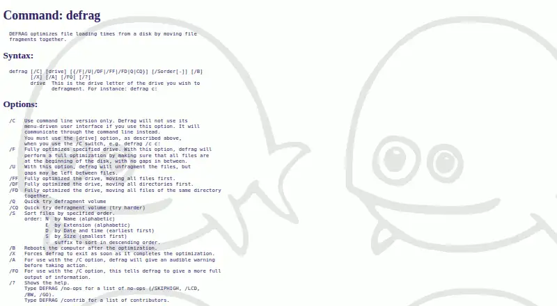 FreeDOS Defrag's website