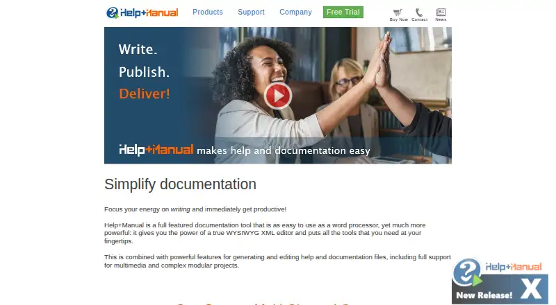 The Help+Manual homepage