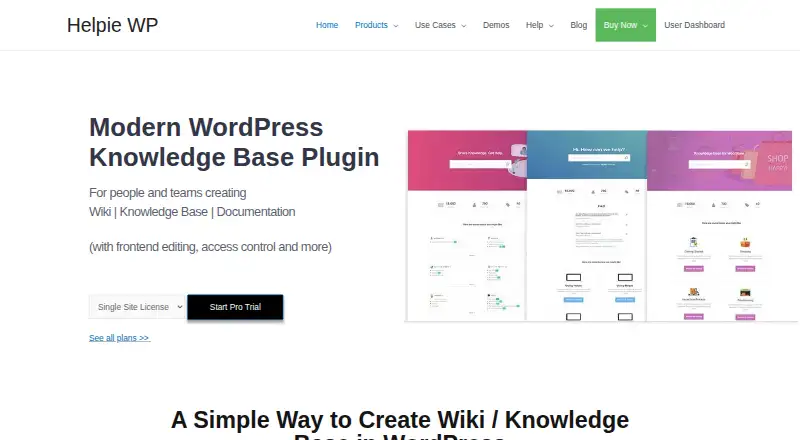 The Helpie WP homepage