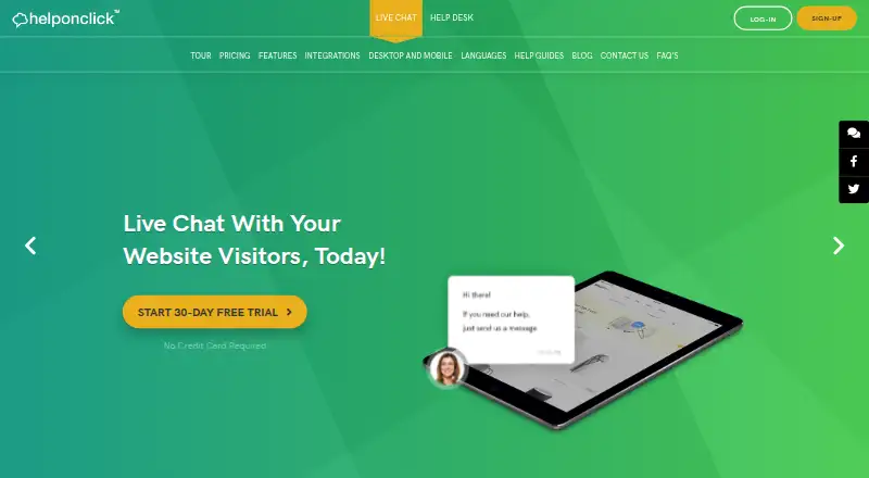 The HelpOnClick homepage