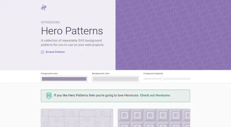 The Hero Patterns homepage