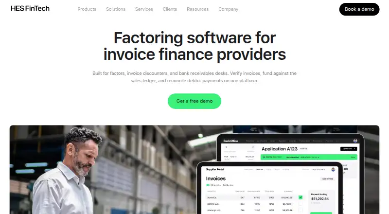 HES FinTech Factoring Software's website