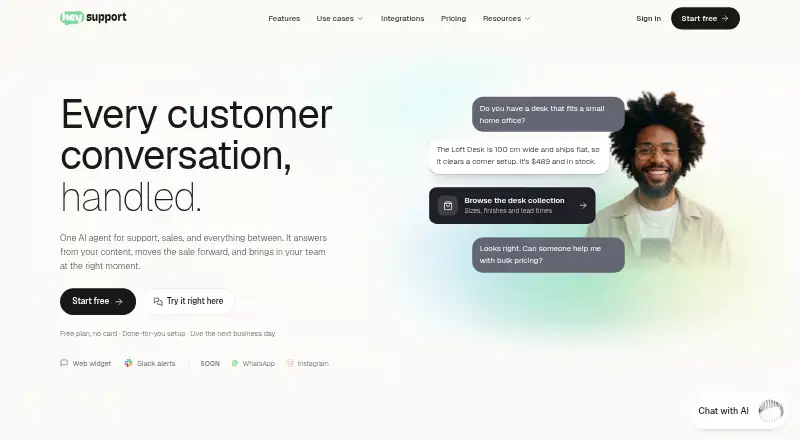 Hey Support's website