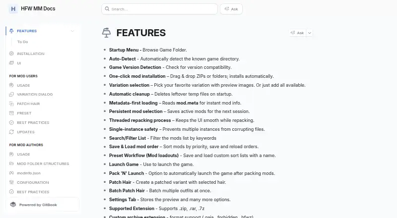 HFW Mod Manager's website