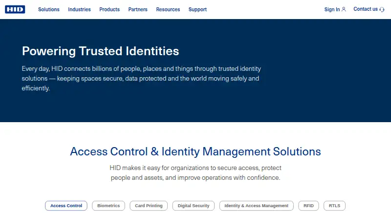 HID Enterprise Passkey Management's website