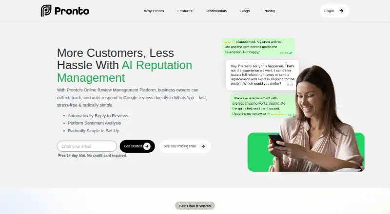 The Pronto homepage