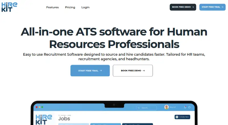 The HireKit homepage