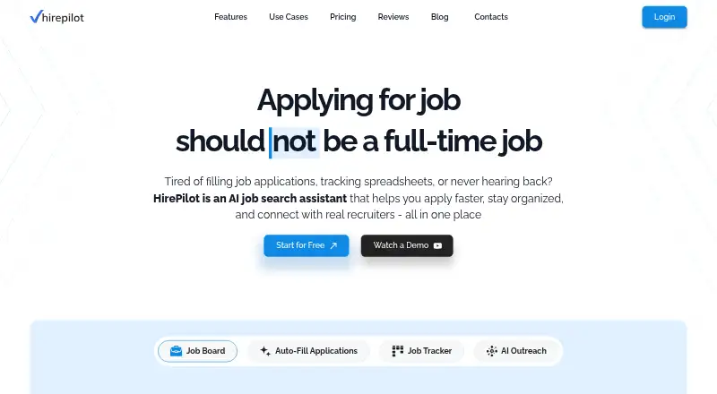 The HirePilot homepage