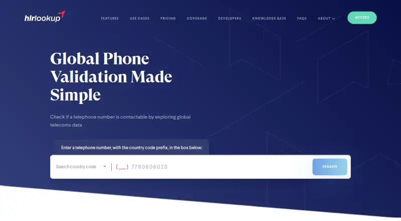 HLR Lookup's website
